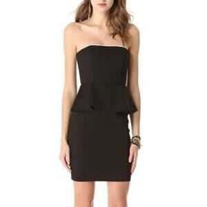Alice + Olivia Black “Employed” Strapless Peplum Dress